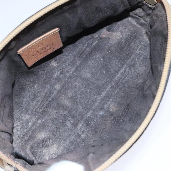 GUCCI GG Canvas Pouch Leather Outlet Beige Gold 272367 Auth 92704 - Picture 11 of 16
